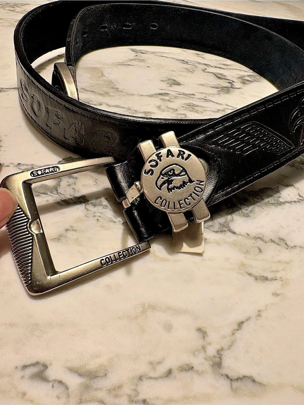 SOFARI Black Leather Belt Size XL